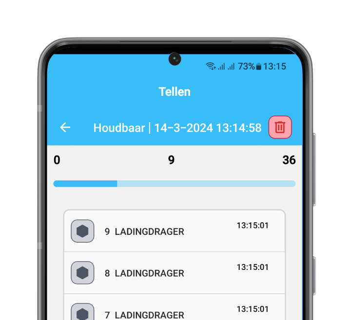 Screenshot van de ALC app